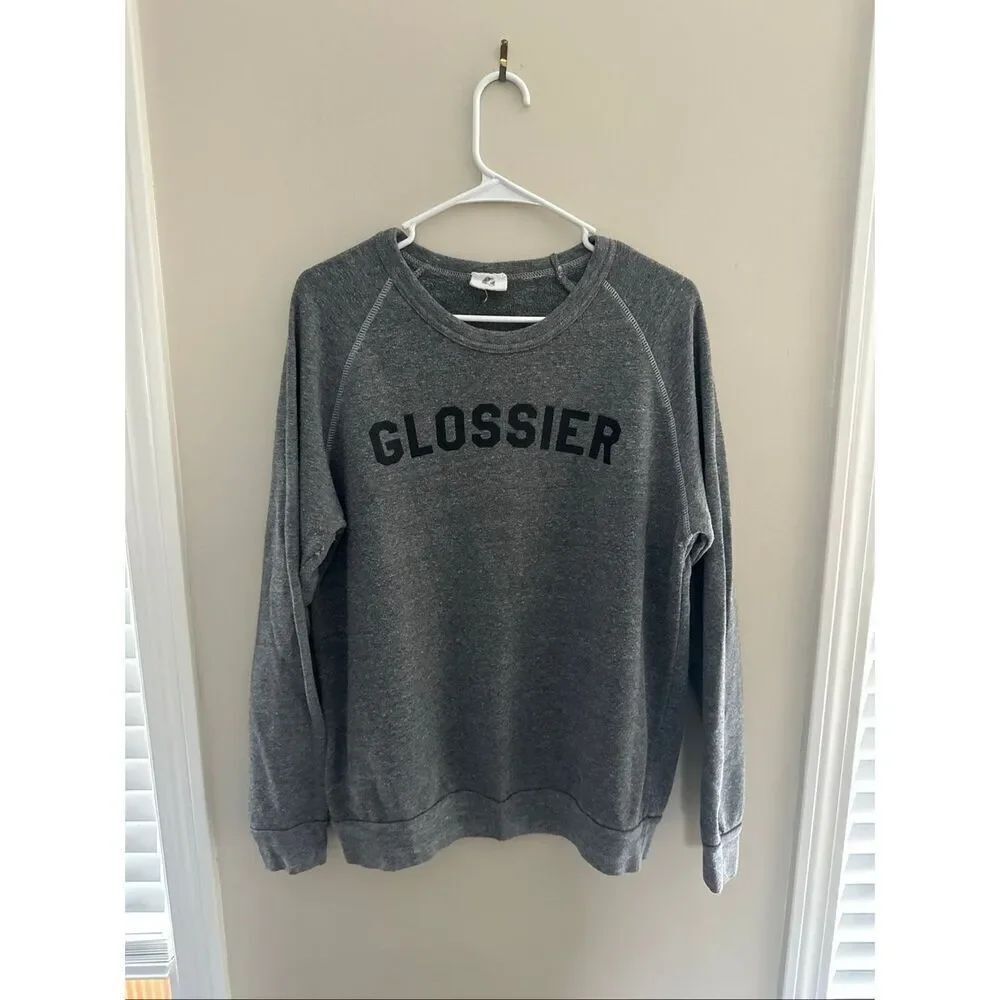 Women's Glossier Gray Crew Neck Sweatshirt Large